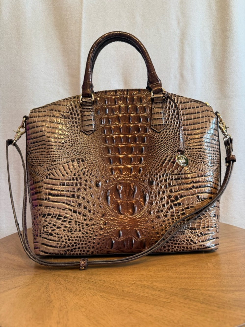 Brahmin Large Duxbury Satchel Mocha Ombre Melbourne Croc Embossed Leather - Picture 7 of 7